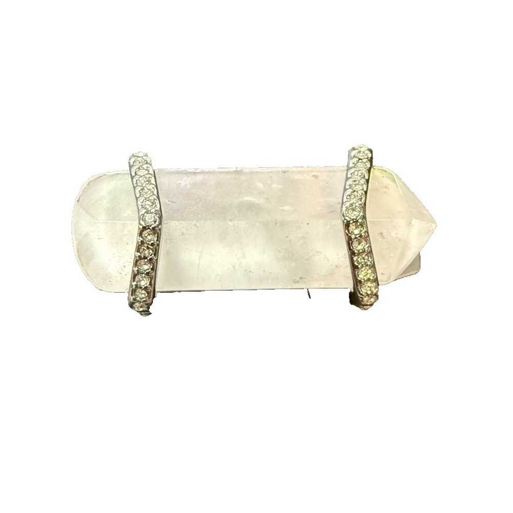 Keep Collective Geo Bar Clear Quartz Slider Charm Silver Pave Retired No Box